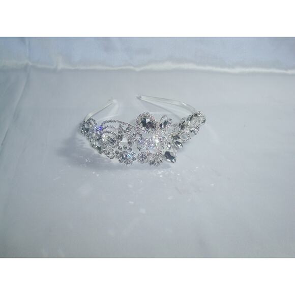 Sliver asymmetrical headband headpiece tiara bridal wedding headband headband s - Picture 2 of 5